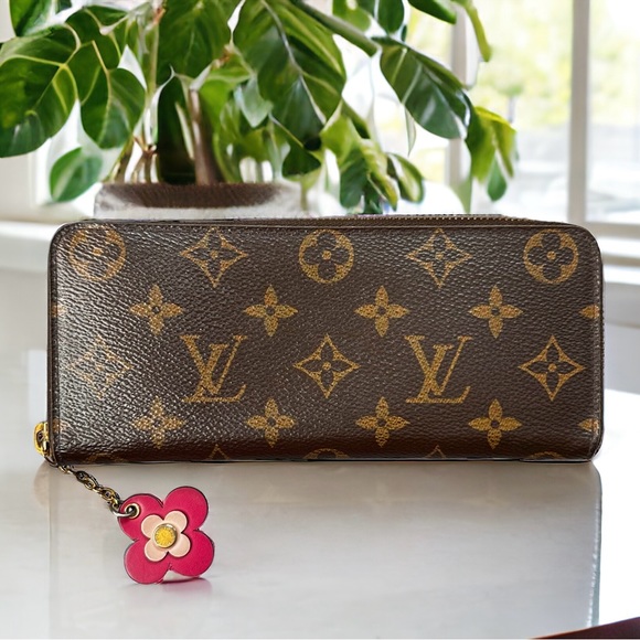 Louis Vuitton Handbags - Authentic Louis Vuitton Brown Monogram & Pink Blooming Flowers Clemence Wallet